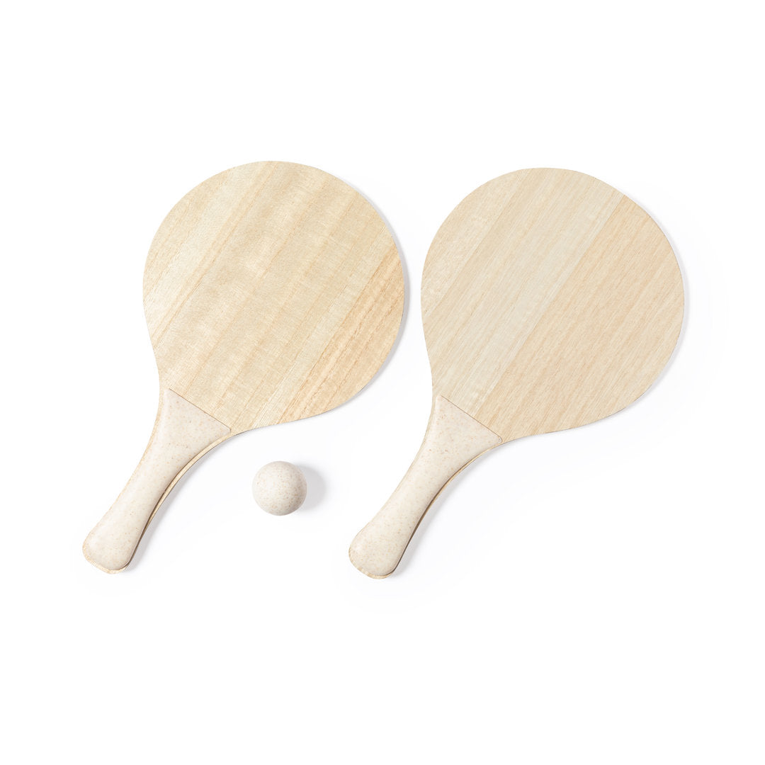 Raquette de Plage Bois 3 Jeux Paille de Blé Personnalisable