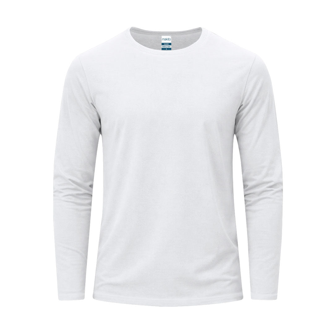 T-Shirt Adulte Manches Longues Blanc Coton Personnalisable