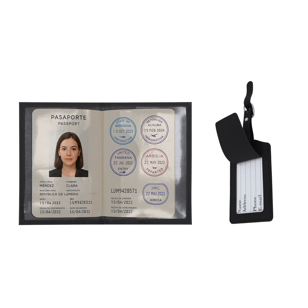 Kit Voyage Passeport Simili-cuir Personnalisable