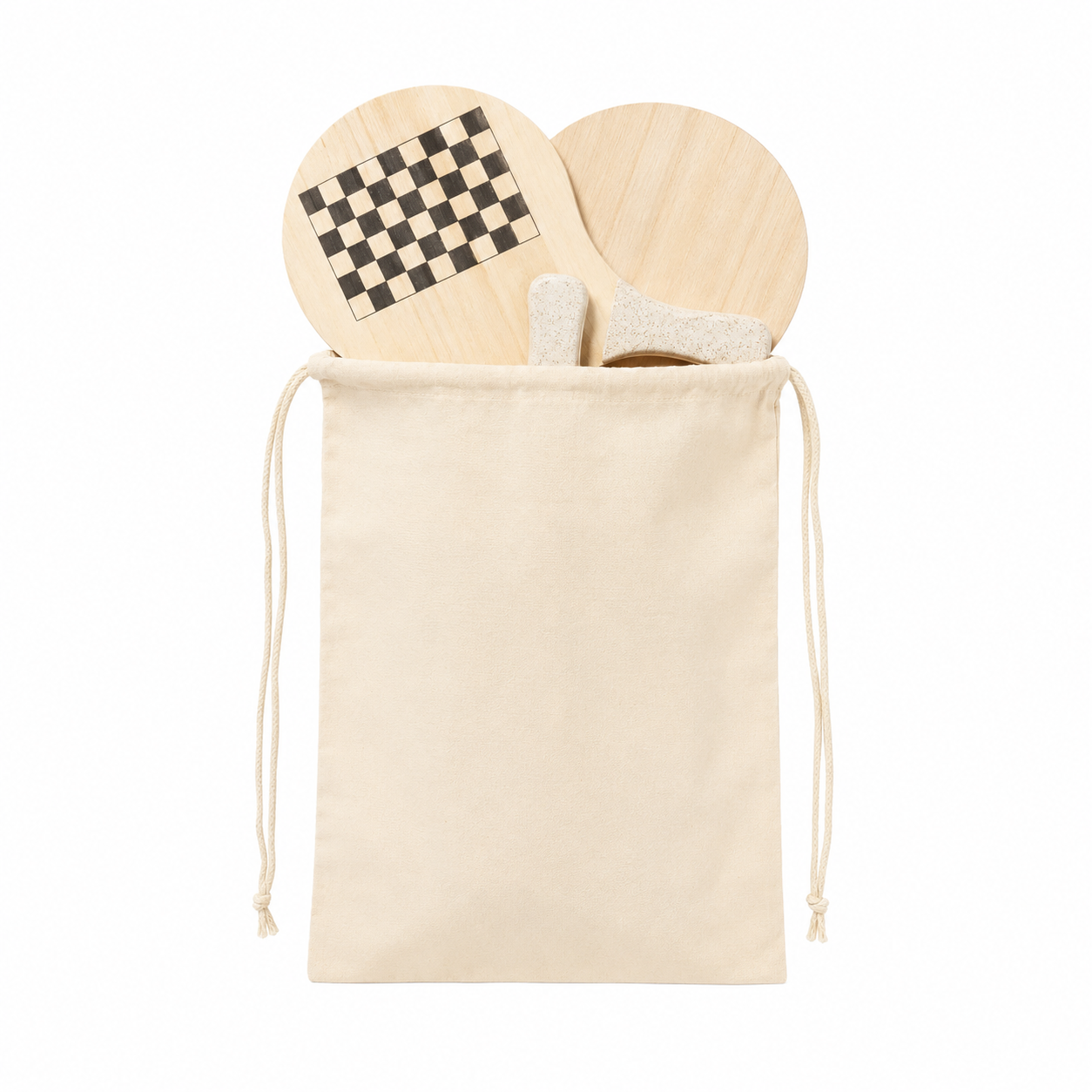 Raquette de Plage Bois 3 Jeux Paille de Blé Personnalisable