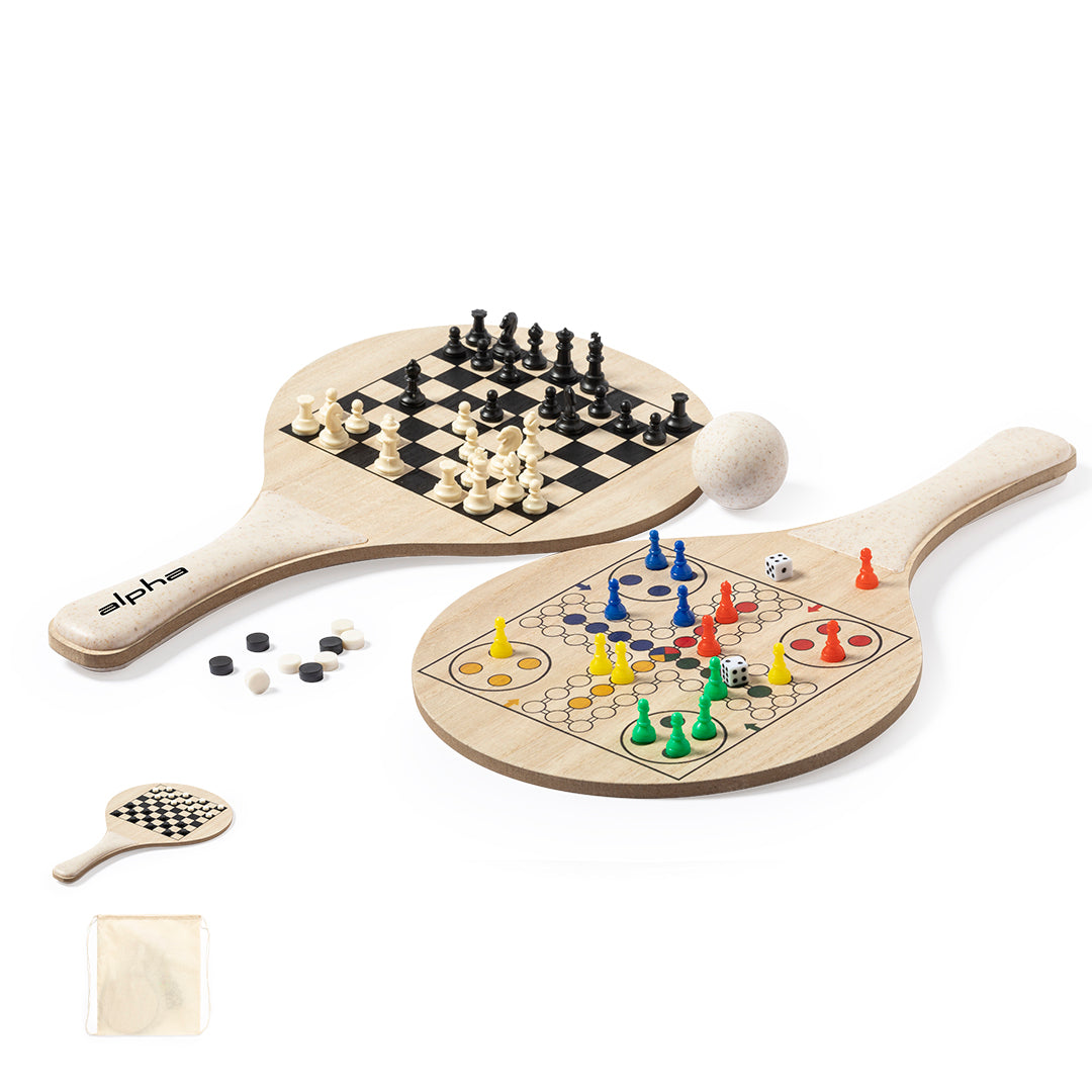 Raquette de Plage Bois 3 Jeux Paille de Blé Personnalisable