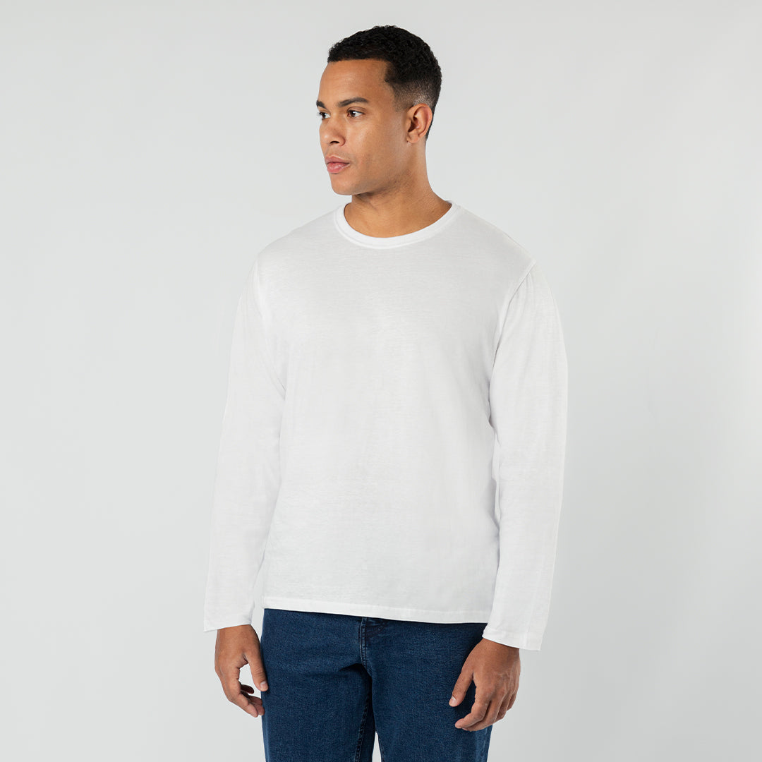 T-Shirt Adulte Manches Longues Blanc Coton Personnalisable