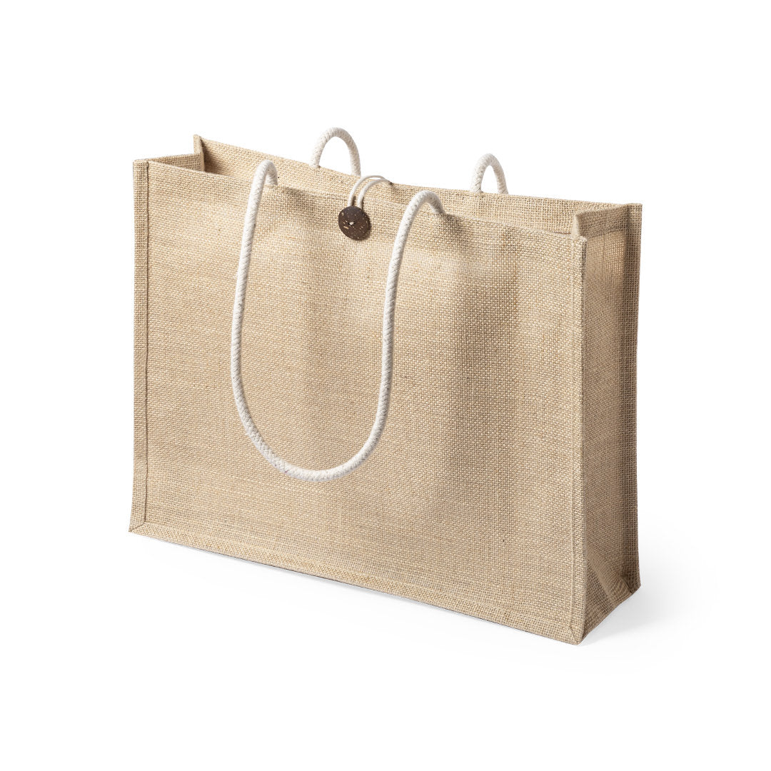 Tote Bag Jute 44cm Bouton Personnalisable
