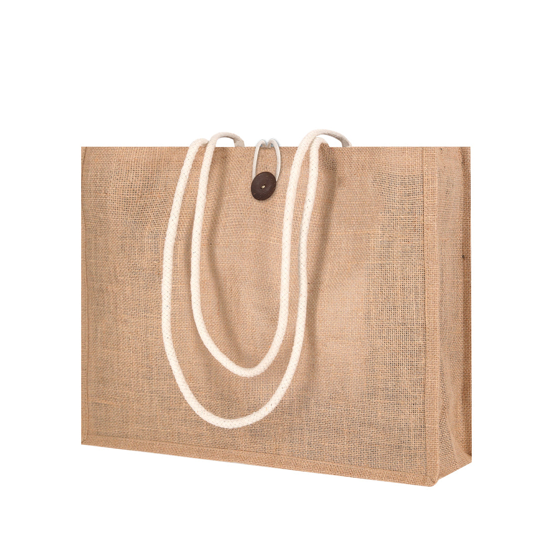 Tote Bag Jute 44cm Bouton Personnalisable