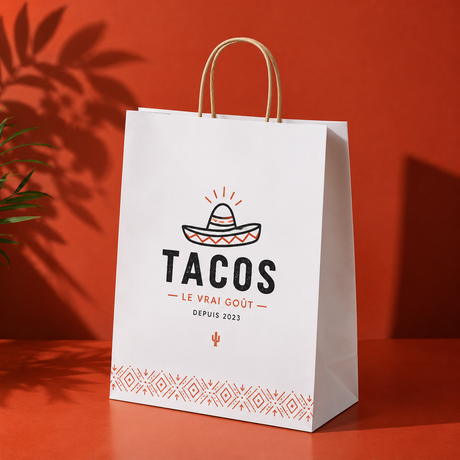 Sac Papier Blanc 25x31cm Personnalisable