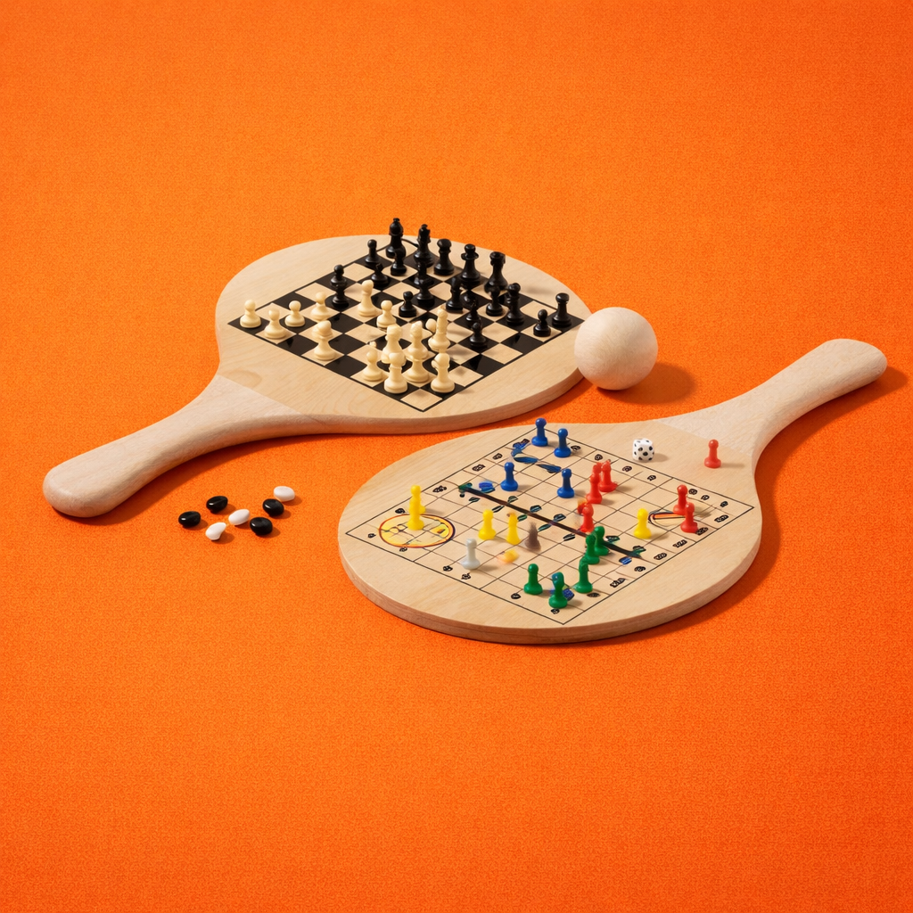 Raquette de Plage Bois 3 Jeux Paille de Blé Personnalisable